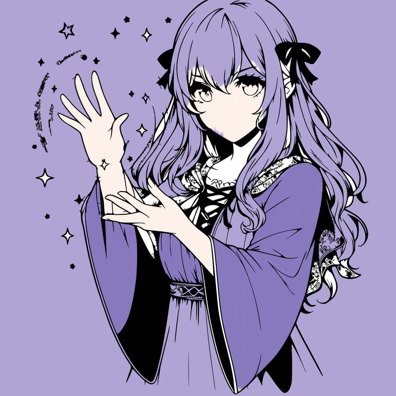 realistic manga girl arcane casting a spell