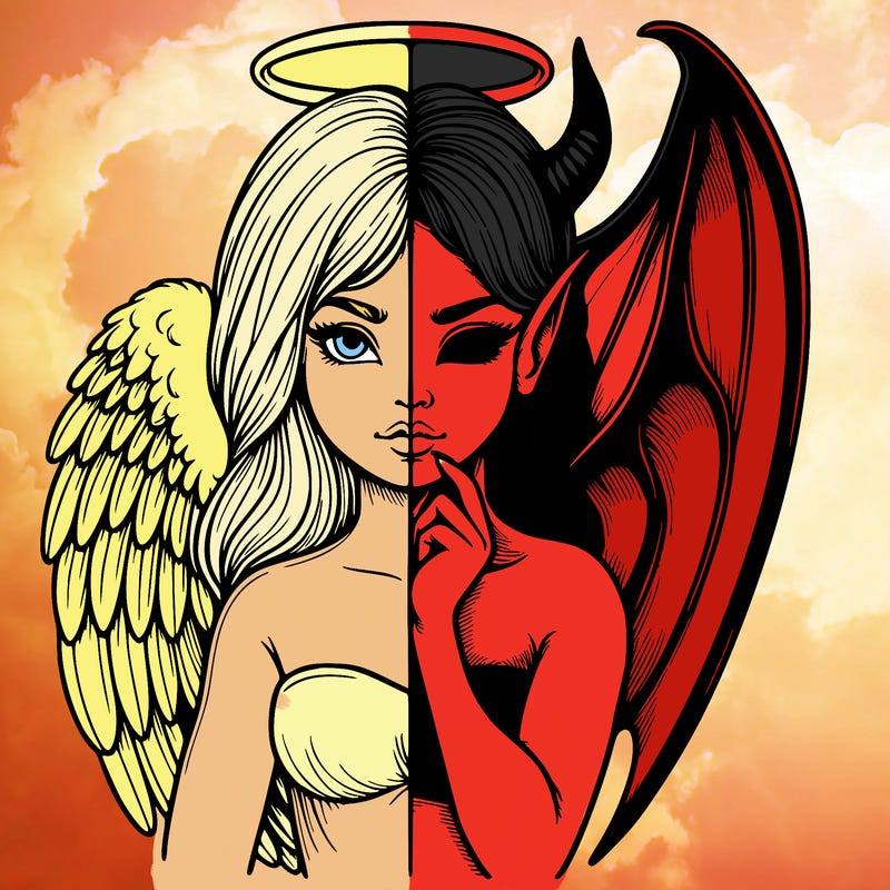 realistic angel half demon