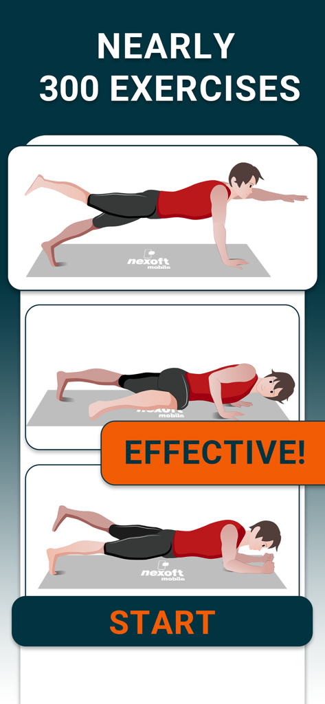 Abs and Core Workout at Home - Screenshot showing various core exercises in the home workout app