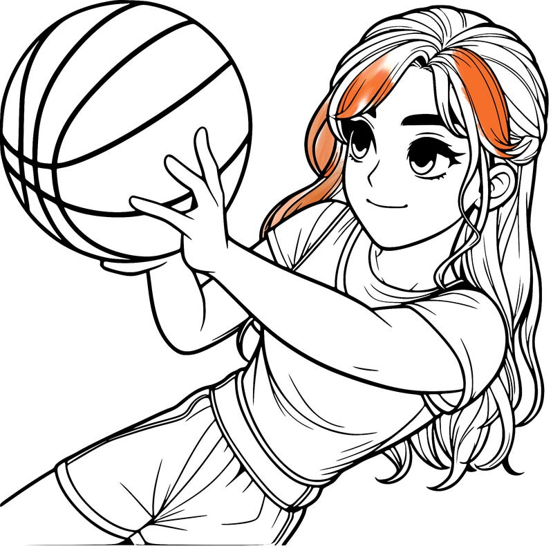 realistic girl playing basketball