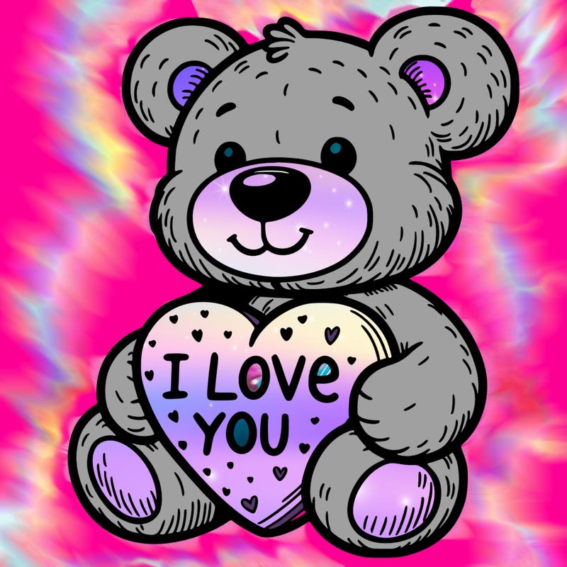 teddy bear holding an i love you heart