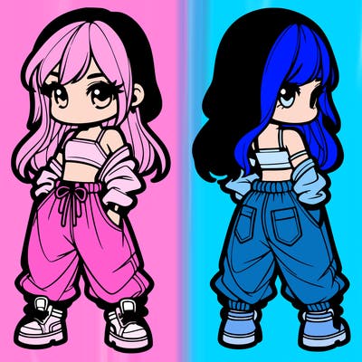 girl in crop top and baggy pants