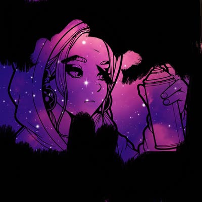 a realistic girl, spray painting