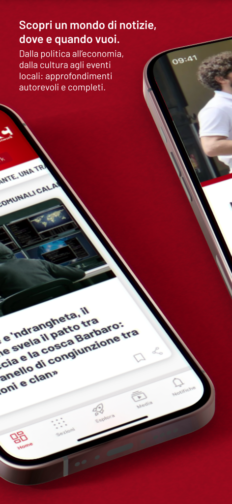 Smartphone displaying the LaC News24 app interface with local Italian news articles.