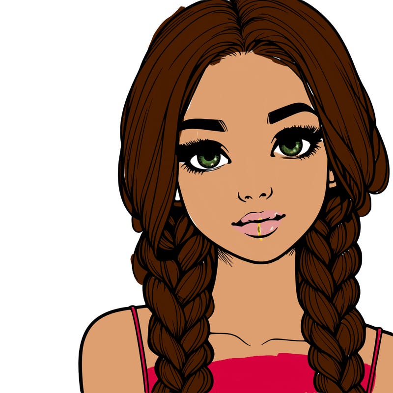 realistic girl with braids