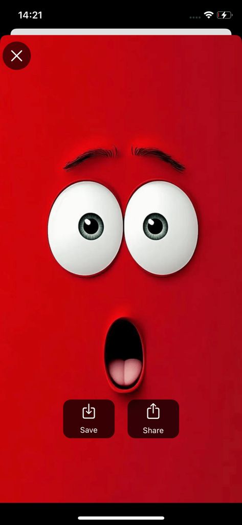 Vista previa de un fondo de pantalla de alta definición con una cara de emoji roja 3D vibrante con expresión de sorpresa y boca abierta.