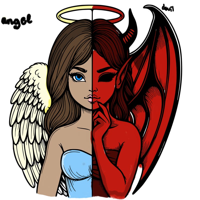 realistic angel half demon