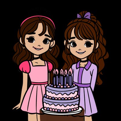 two sisters on one of their tenth birthdays