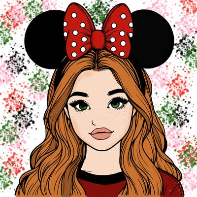aesthetic realistic girl wearing mickey mouse ears