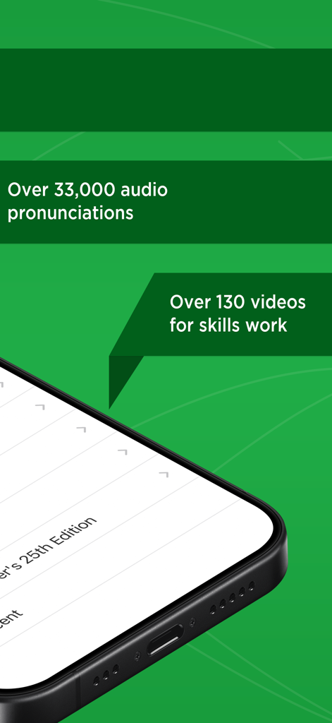 Taber's Medical Dictionary - Taber's Medical Dictionary app interface highlighting over 33,000 audio pronunciations and 130 skills videos.