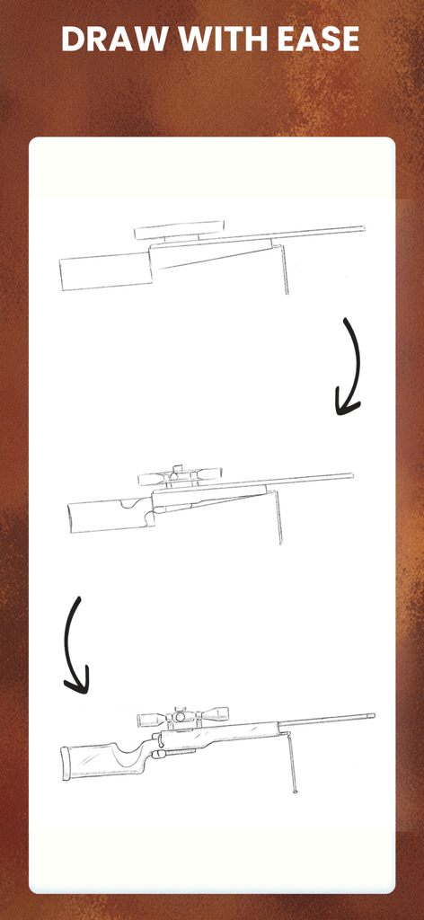 How to draw Weapons by Steps - Step by step tutorial for drawing a sniper rifle