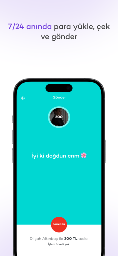 Tosla mobile app interface for sending money with a personalized social message and no transaction fees.