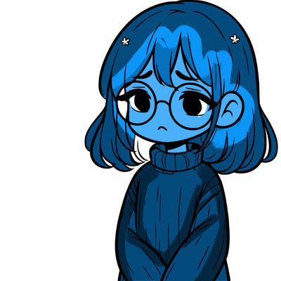 sad girl with glasses in a sweater