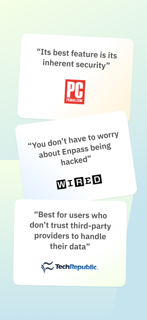 Enpass Password Manager - Expert reviews from PCMag WIRED and TechRepublic highlighting Enpass security and data privacy