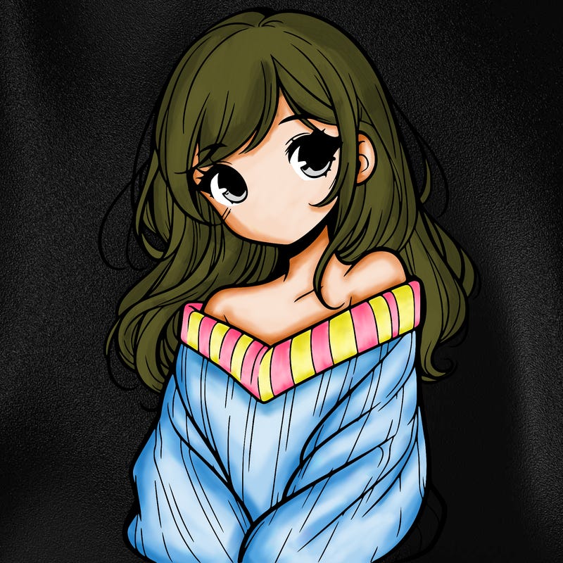 shy pretty girl wearing a sweater that is falling off one shoulder portrait