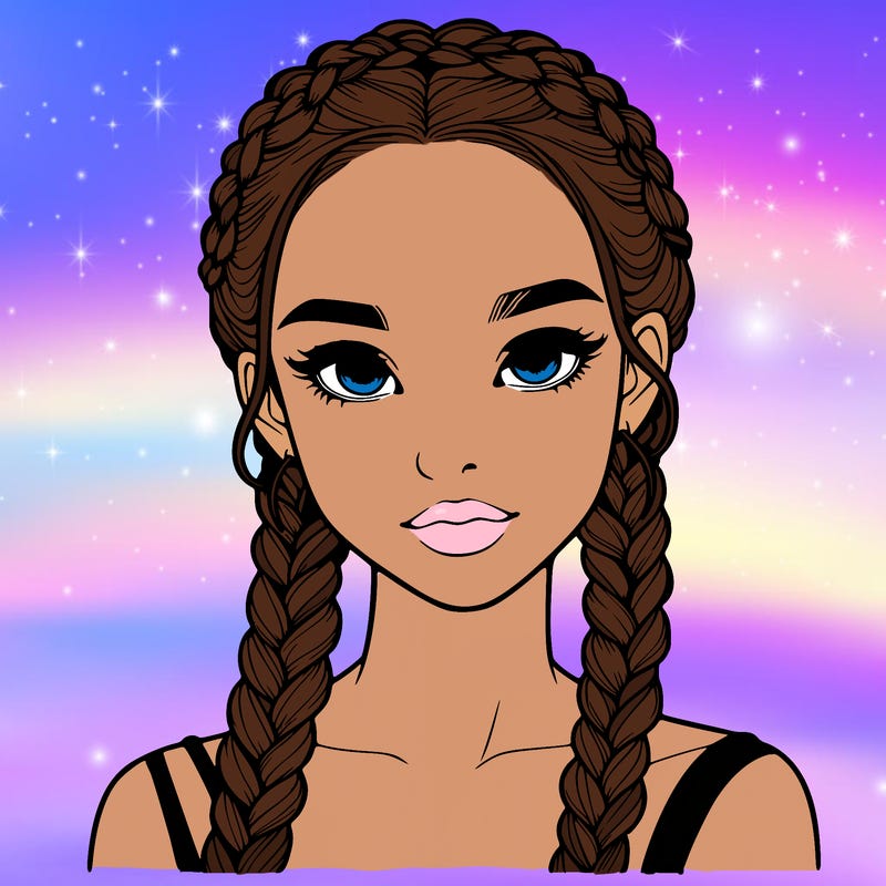 realistic girl with braids