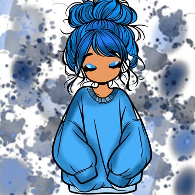 girl with baggy sweatshirt and messy bun