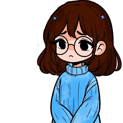 sad girl with glasses in a sweater