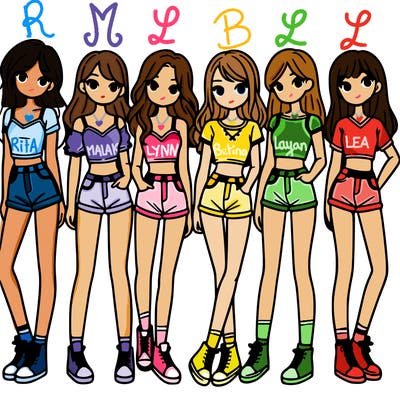 a group of girls wearing crop tops and shorts