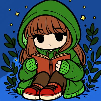 girl in oversized hoodie reading a book