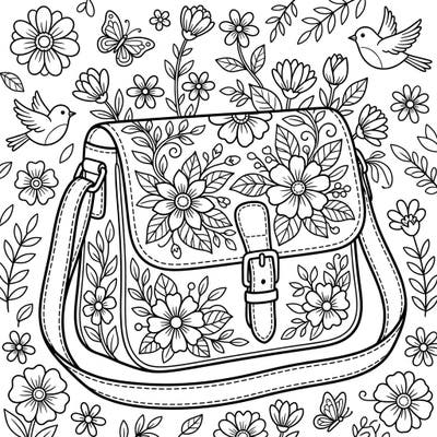 Celebrate the freshness of spring with this intricately designed messenger bag coloring page. Featuring abundant flowers and charming garden elements, it's a delightful way to welcome the season.