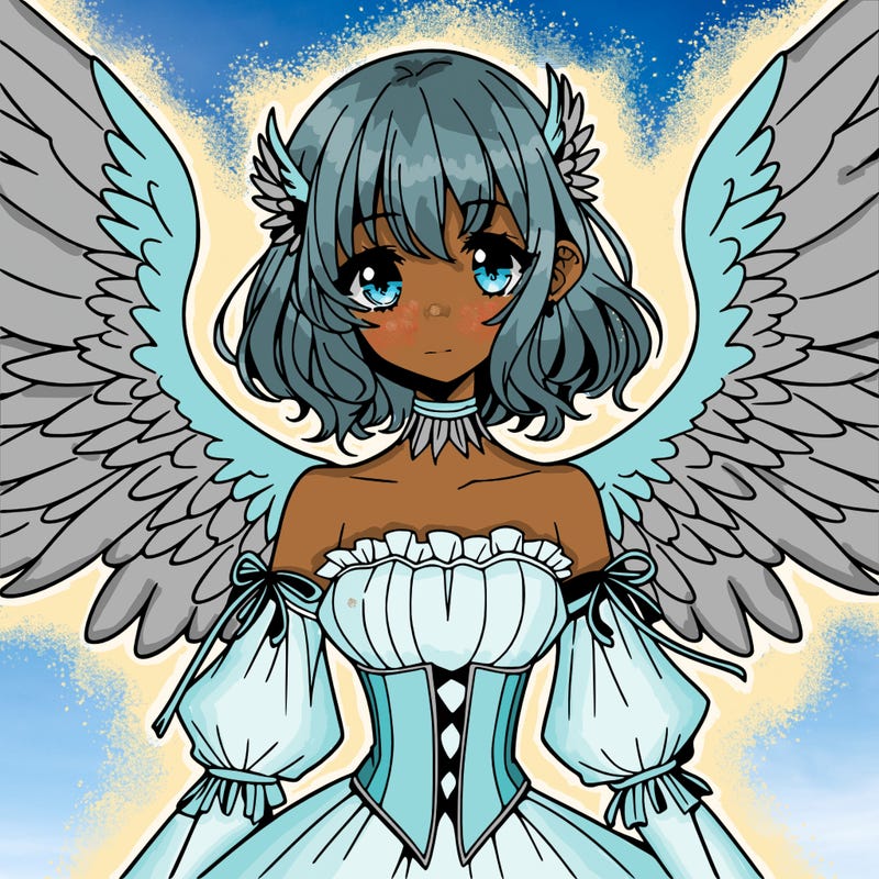 manga woman with large wings