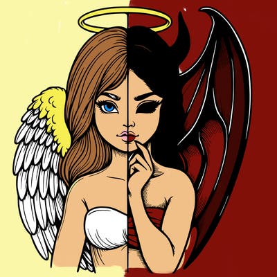 realistic angel half demon