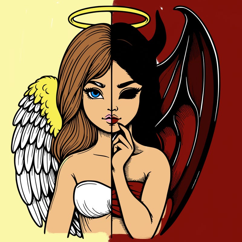 realistic angel half demon