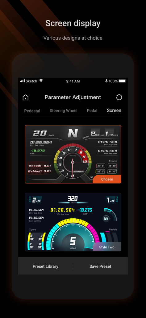 MOZA Racing - Optionen für das Layout des digitalen Renn-Dashboards in der MOZA Racing App