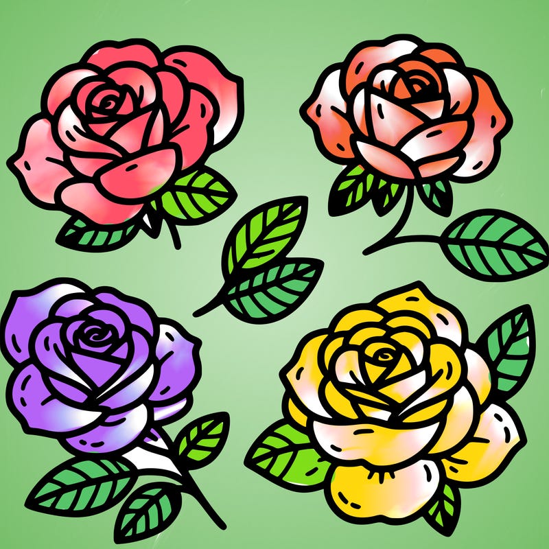 cute four pieces roses