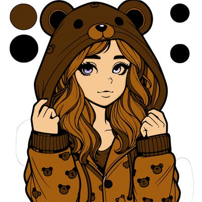 realistic girl in a animal pjs hoodie