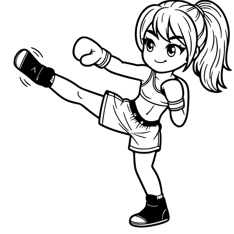 girl practicing kickboxing