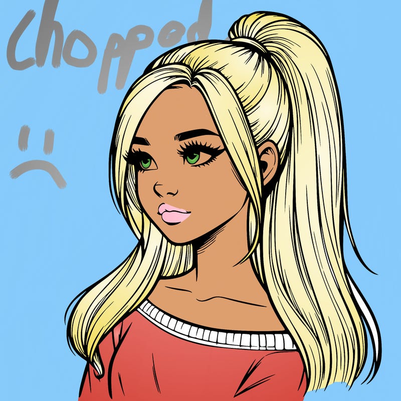 realistic girl with a high ponytail