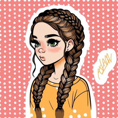 realistic girl with braids