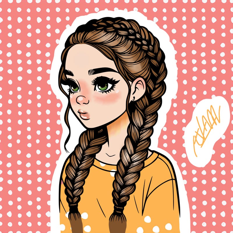 realistic girl with braids