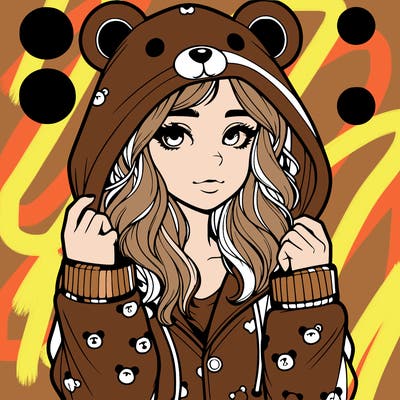 realistic girl in a animal pjs hoodie