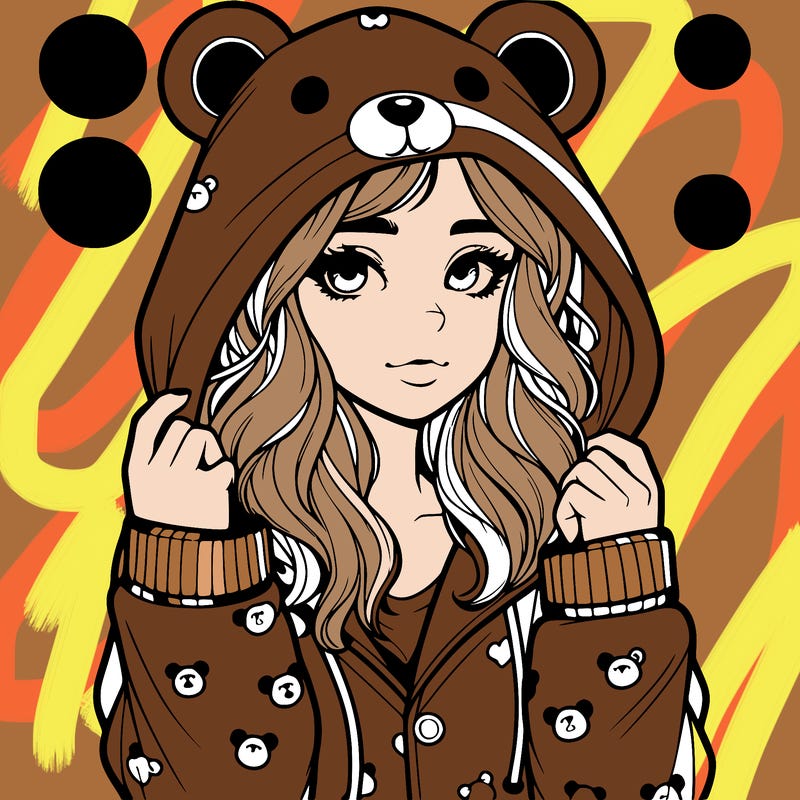 realistic girl in a animal pjs hoodie