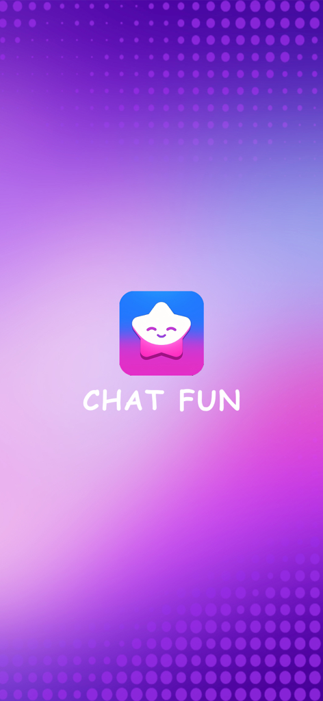 Splash screen of the Livo Chat Fun app featuring a smiling star icon on a purple gradient background.