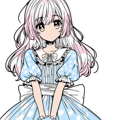 anime girl in a dress smiling