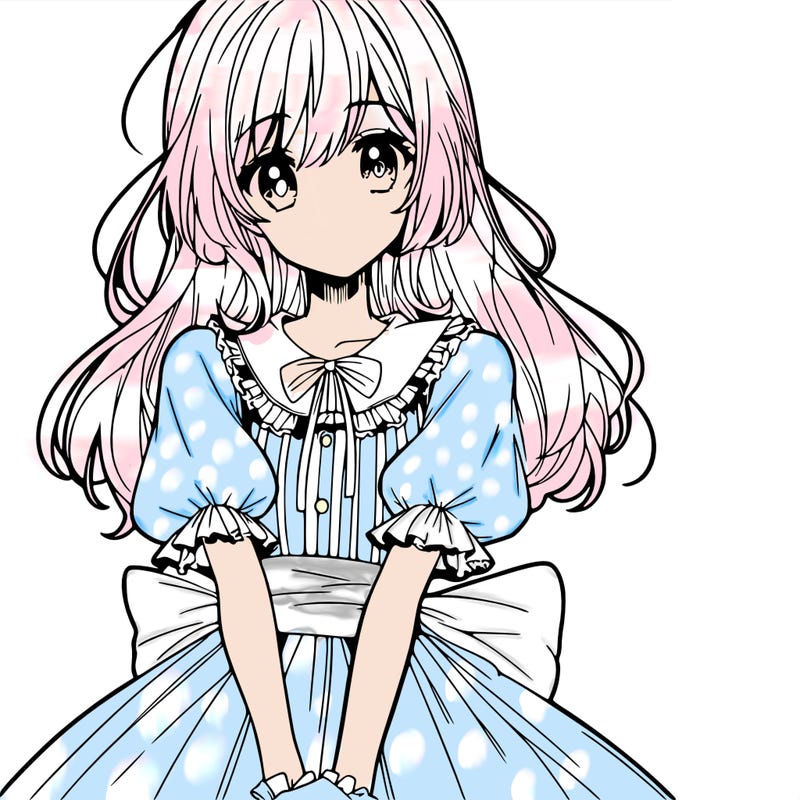 anime girl in a dress smiling