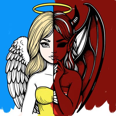 realistic angel half demon