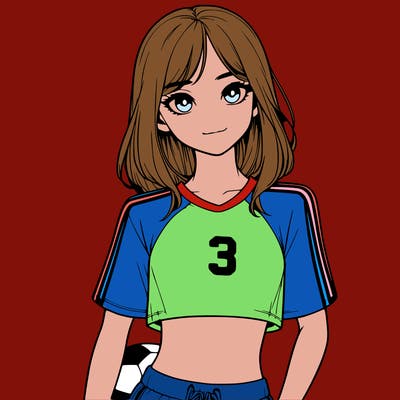 realistic girl wearing soccer jersey