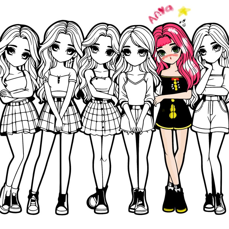 a group of girls realistic