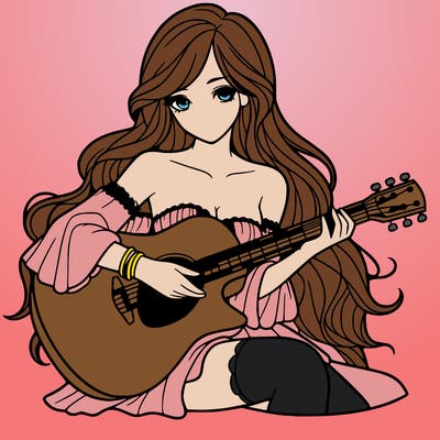 beautiful girl playing the guitar