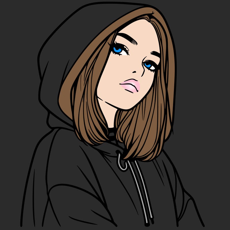 a realistic girl in a hoodie