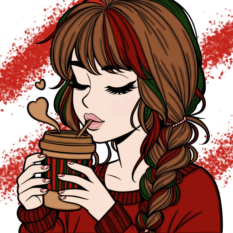 realistic girl drinking coffee