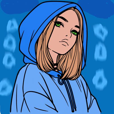 a realistic girl in a hoodie