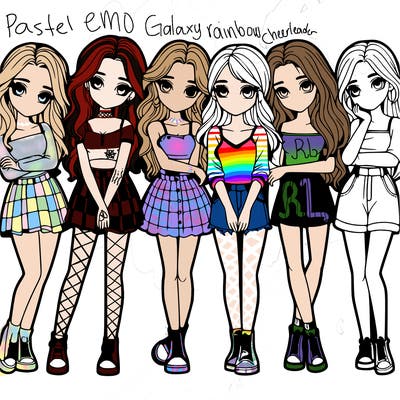 a group of girls realistic