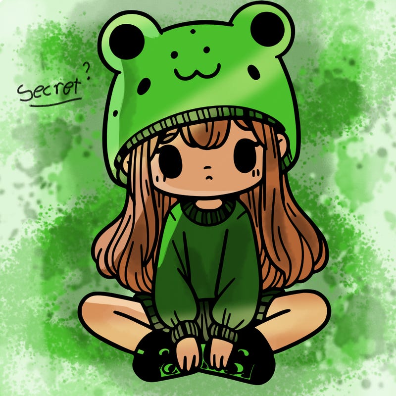 a girl wearing a frog hat and some frog socks