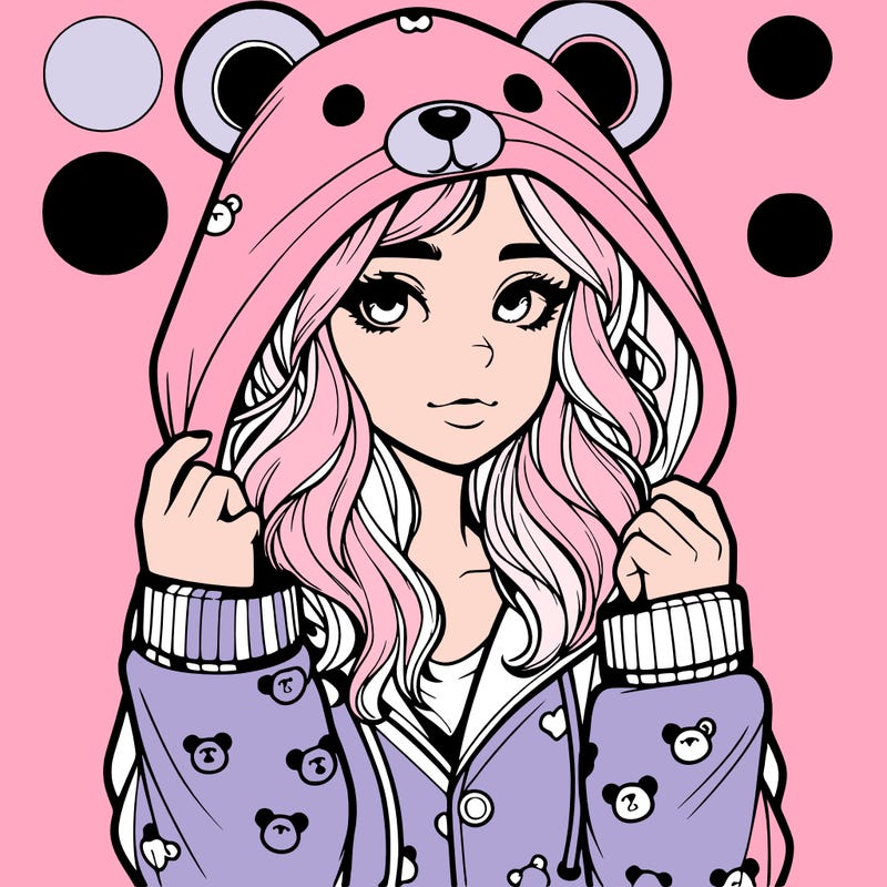 realistic girl in a animal pjs hoodie